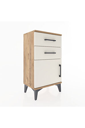 Arges Komodin 2 Raflı Tek Kapaklı 44x30x80 Çam-Aytaşı