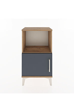 Arges Komodin 2 Raflı Tek Kapaklı 44x30x80 Çam-Antrasit