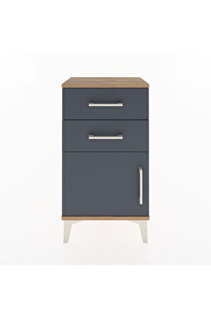 Arges Komodin 2 Raflı Tek Kapaklı 44x30x80 Çam-Antrasit