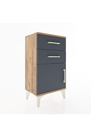 Arges Komodin 2 Raflı Tek Kapaklı 44x30x80 Çam-Antrasit