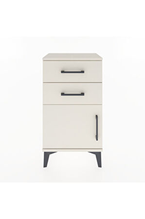 Arges Komodin Tek Raflı 2 Çekmeceli Tek Kapaklı 44x30x80 Aytaşı-Aytaşı