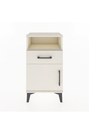 Arges Komodin Tek Raflı 2 Çekmeceli Tek Kapaklı 44x30x80 Aytaşı-Aytaşı
