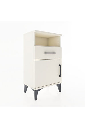 Arges Komodin Tek Raflı 2 Çekmeceli Tek Kapaklı 44x30x80 Aytaşı-Aytaşı