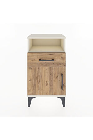 Arges Komodin Tek Raflı 2 Çekmeceli Tek Kapaklı 44x30x80 Aytaşı-Çam