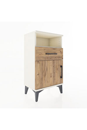 Arges Komodin Tek Raflı 2 Çekmeceli Tek Kapaklı 44x30x80 Aytaşı-Çam