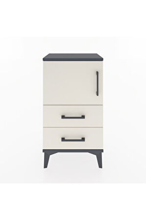 Arges Komodin 2 Raflı Tek Çekmeceli Tek Kapaklı 44x30x80 Antrasit-Aytaşı