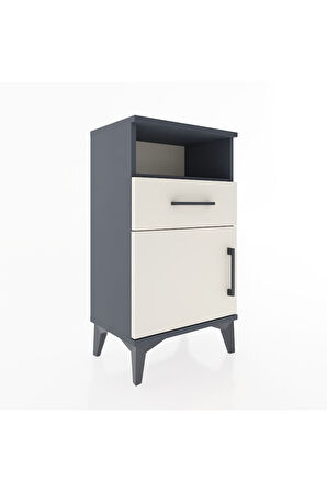 Arges Komodin 2 Raflı Tek Çekmeceli Tek Kapaklı 44x30x80 Antrasit-Aytaşı