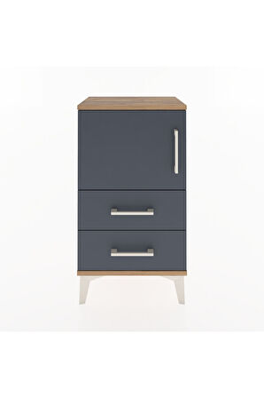 Arges Komodin 2 Raflı Tek Çekmeceli Tek Kapaklı 44x30x80 Çam-Antrasit