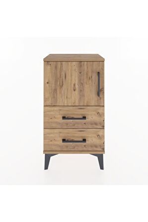 Arges Komodin 2 Raflı Tek Çekmeceli Tek Kapaklı 44x30x80 Çam-Çam