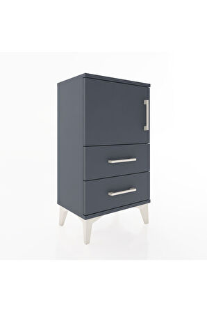 Arges Komodin 2 Raflı 2 Çekmeceli Tek Kapaklı 44x30x80 Antrasit-Antrasit