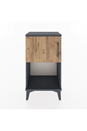 Arges Komodin 2 Raflı 2 Çekmeceli Tek Kapaklı 44x30x80 Antrasit-Çam