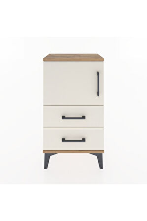 Arges Komodin 2 Raflı 2 Çekmeceli Tek Kapaklı 44x30x80 Çam-Aytaşı