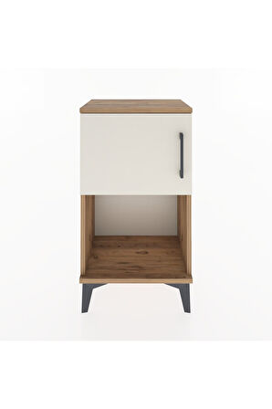 Arges Komodin 2 Raflı 2 Çekmeceli Tek Kapaklı 44x30x80 Çam-Aytaşı