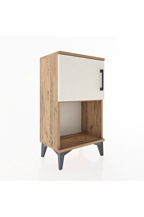 Arges Komodin 2 Raflı 2 Çekmeceli Tek Kapaklı 44x30x80 Çam-Aytaşı