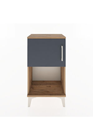 Arges Komodin 2 Raflı 2 Çekmeceli Tek Kapaklı 44x30x80 Çam-Antrasit