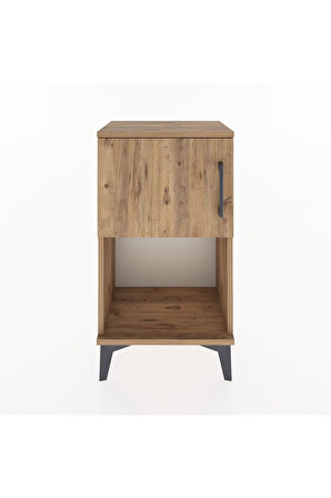 Arges Komodin 2 Raflı 2 Çekmeceli Tek Kapaklı 44x30x80 Çam-Çam
