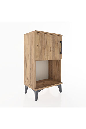 Arges Komodin 2 Raflı 2 Çekmeceli Tek Kapaklı 44x30x80 Çam-Çam