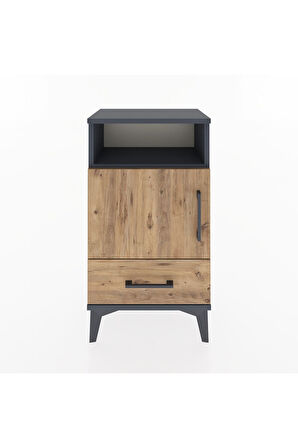 Arges Komodin 2 Raflı Tek Kapaklı 44x30x80 Antrasit-Çam