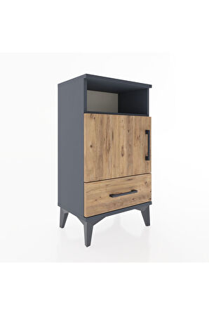 Arges Komodin 2 Raflı Tek Kapaklı 44x30x80 Antrasit-Çam