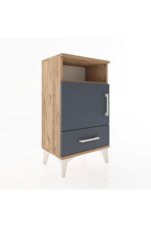 Arges Komodin 2 Raflı Tek Kapaklı 44x30x80 Çam-Antrasit