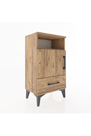 Arges Komodin 2 Raflı Tek Kapaklı 44x30x80 Çam-Çam
