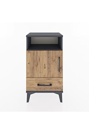 Arges Komodin 3 Raflı Tek Kapaklı 44x30x80 Antrasit-Çam
