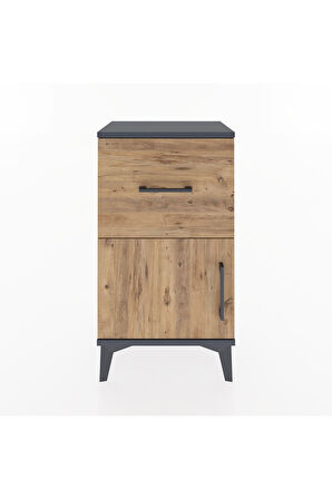 Arges Komodin 3 Raflı Tek Kapaklı 44x30x80 Antrasit-Çam