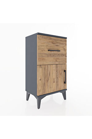 Arges Komodin 3 Raflı Tek Kapaklı 44x30x80 Antrasit-Çam