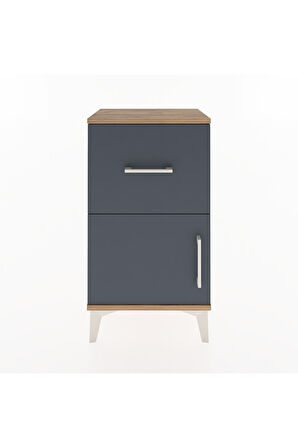 Arges Komodin 3 Raflı Tek Kapaklı 44x30x80 Çam-Antrasit