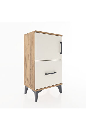 Arges Komodin Tek Raflı Tek Çekmeceli Tek Kapaklı 44x30x80 Çam-Aytaşı
