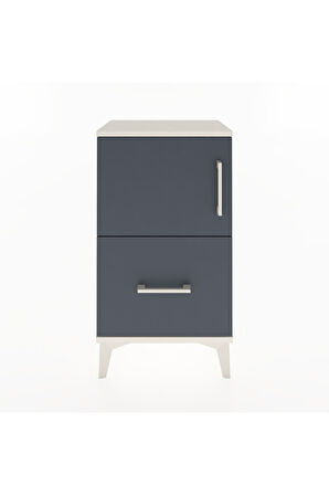 Arges Komodin 2 Raflı Tek Çekmeceli Tek Kapaklı 44x30x80 Aytaşı-Antrasit