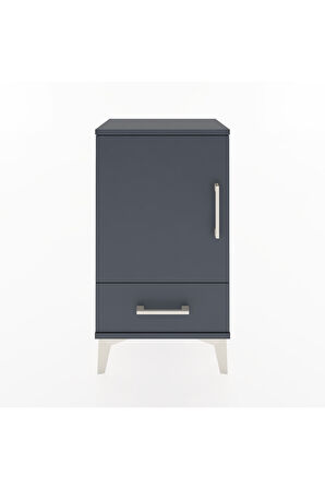 Arges Komodin 2 Raflı Tek Çekmeceli Tek Kapaklı 44x30x80 Antrasit-Antrasit