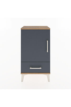 Arges Komodin 2 Raflı Tek Çekmeceli Tek Kapaklı 44x30x80 Çam-Antrasit
