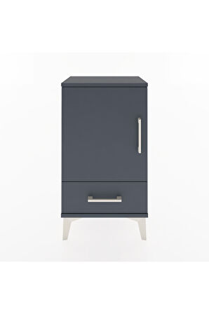 Arges Komodin 2 Raflı Tek Çekmeceli Tek Kapaklı 44x30x80 Antrasit-Antrasit