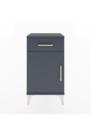 Arges Komodin 2 Raflı Tek Çekmeceli Tek Kapaklı 44x30x80 Antrasit-Antrasit
