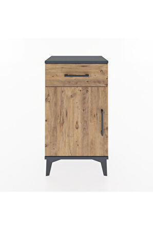 Arges Komodin 2 Raflı Tek Çekmeceli Tek Kapaklı 44x30x80 Antrasit-Çam