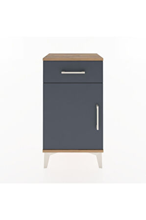 Arges Komodin 2 Raflı Tek Çekmeceli Tek Kapaklı 44x30x80 Çam-Antrasit