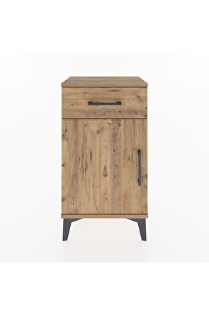 Arges Komodin 2 Raflı Tek Çekmeceli Tek Kapaklı 44x30x80 Çam-Çam