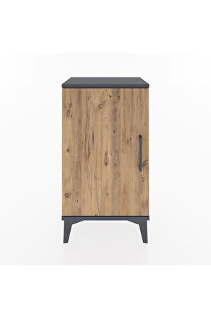 Arges Komodin Tek Raflı Tek Çekmeceli Tek Kapaklı 44x30x80 Antrasit-Çam