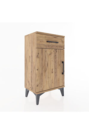 Arges Komodin Tek Raflı Tek Çekmeceli Tek Kapaklı 44x30x80 Çam-Çam