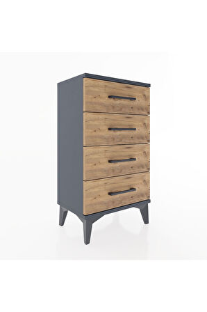 Arges Komodin 2 Raflı Tek Kapaklı 44x30x80 Antrasit-Çam