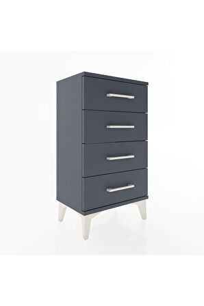 Arges Komodin 4 Çekmeceli 44x30x80 Antrasit-Antrasit