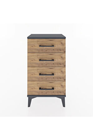 Arges Komodin 4 Çekmeceli 44x30x80 Antrasit-Çam