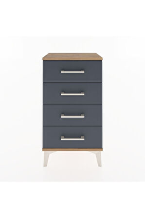 Arges Komodin 4 Çekmeceli 44x30x80 Çam-Antrasit