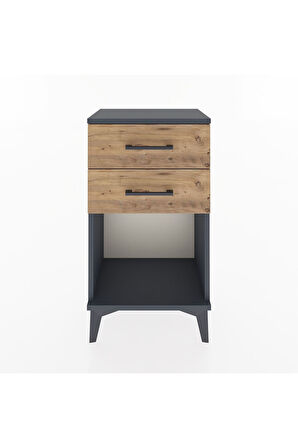 Arges Komodin 2 Çekmeceli 44x30x80 Antrasit-Çam