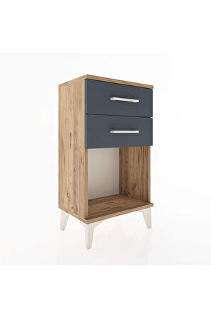 Arges Komodin 2 Çekmeceli 44x30x80 Çam-Antrasit