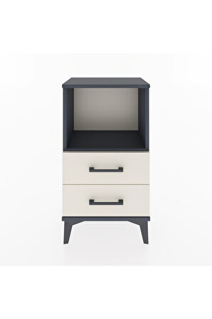 Arges Komodin Tek Raflı 2 Çekmeceli 44x30x80 Antrasit-Aytaşı