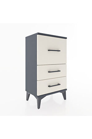 Arges Komodin Tek Raflı 2 Çekmeceli 44x30x80 Antrasit-Aytaşı