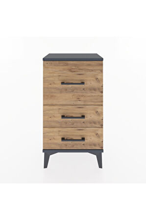 Arges Komodin Tek Raflı 2 Çekmeceli 44x30x80 Antrasit-Çam