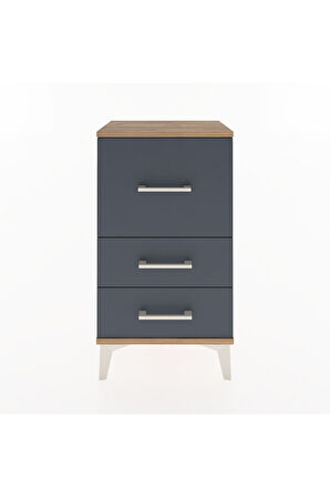 Arges Komodin Tek Raflı 2 Çekmeceli 44x30x80 Çam-Antrasit